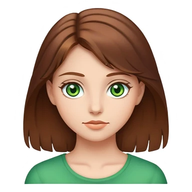Kahverengi saçlı, yeşil gözlü, beyaz tenli kız. sticker