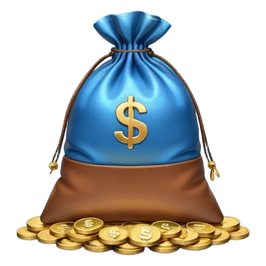 money bag on top of blue coins stack sticker