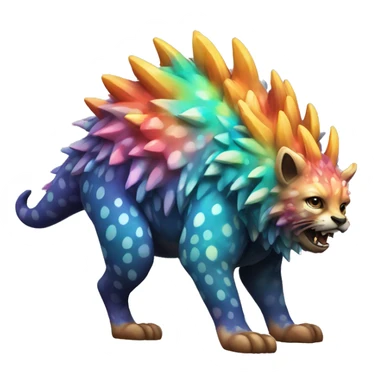 a colorful edgy vernid-fionbri-animal-creature with splash patterns full body sticker