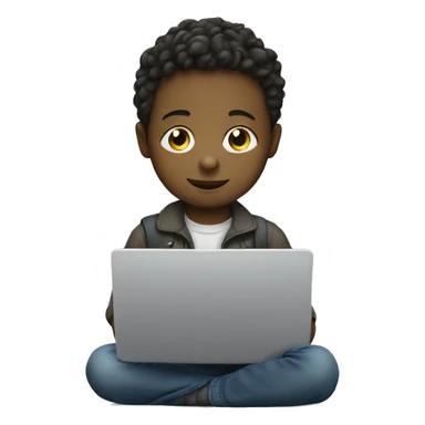 child with laptop sticker
