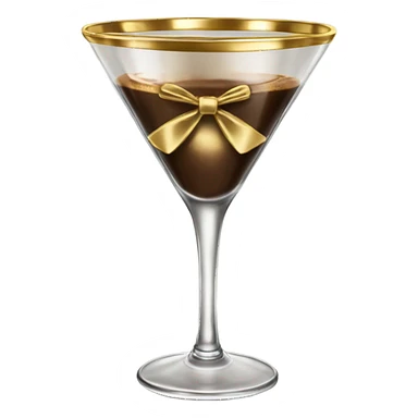 gold rimmed espresso martini glass with gold bow sticker