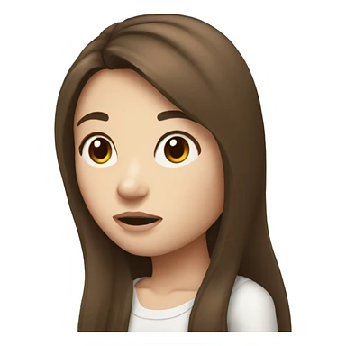girl with long brunette hair and white skin shrugging sticker