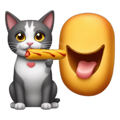 Cat eating corn dog sticker
