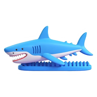3D emoji of a blue shark merged with a Nike shoe, icon style sticker