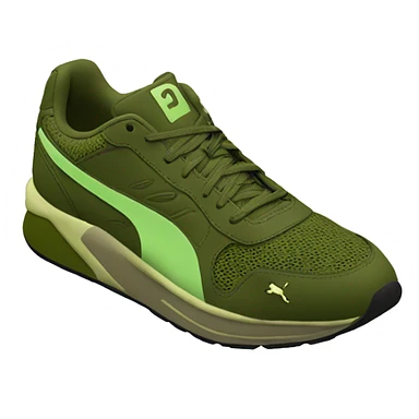 Olive green puma running shoe sticker