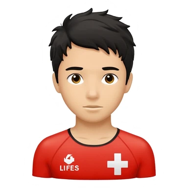 Lifeguard Teenager with Black messy hair saving lives sticker