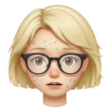 messy girl with pimples on face and glasses sticker