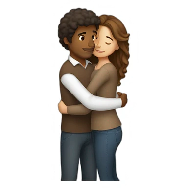Brown man and white brown hair woman hugging sticker