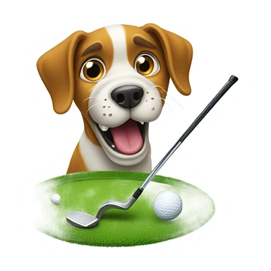 dog playing golf  sticker