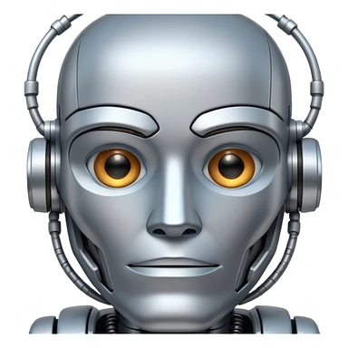 Business man with robot face sticker