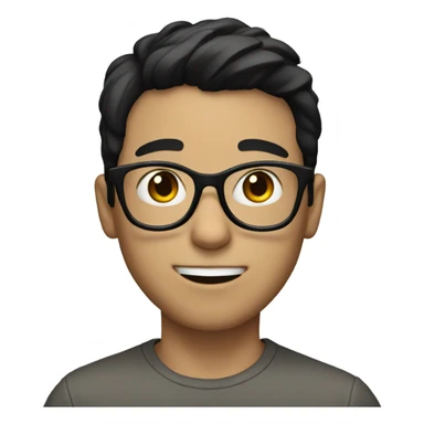 white skin boy with glasses and black straight hair  sticker