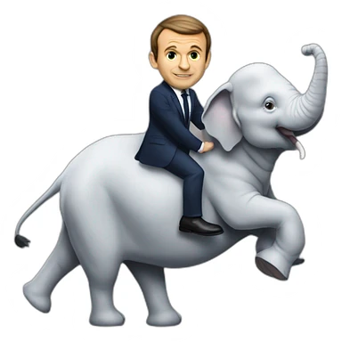 Emmanuele Macron sur un éléphant sticker