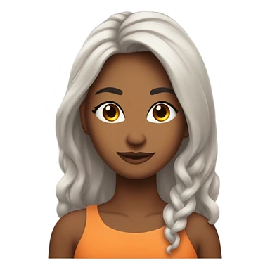 Linda mulher com cabelos longos vermelhos e pele morena, olhos de cor preta, cílios lindos, um laço grande laranja tom pastel atrás da cabeça  sticker