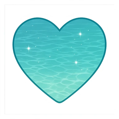 heart with a sparkling turquoise lagoon, clean digital illustration, no background sticker