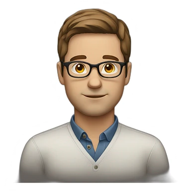  white man with straight brown hair wearing glasses and thinking sticker