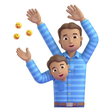 male teacher with brown hair, wearing blue jeans and a striped buttondown shirt, throwing up, 3D emoji style sticker