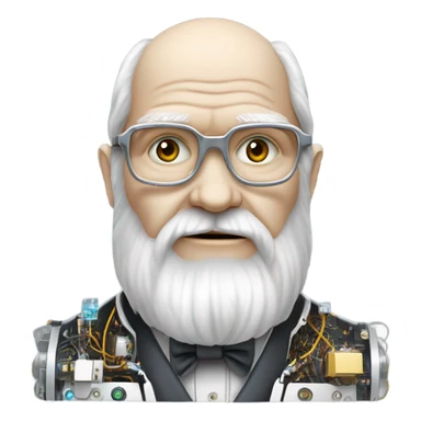 Charles darwin as a modern robot sticker