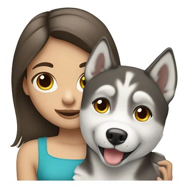 Pale brunette girl holding a husky sticker