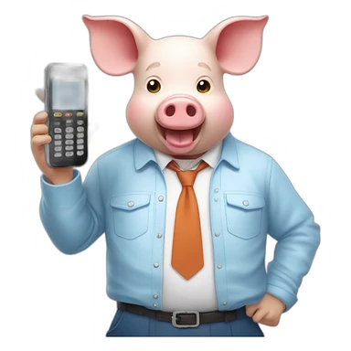un cochon qui joue au telephone sticker