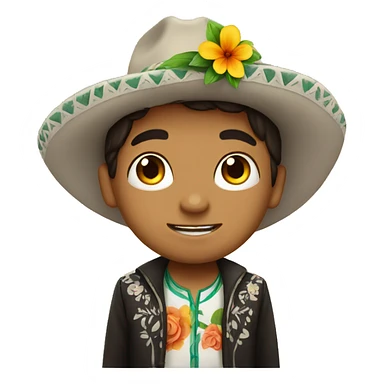 Cute mexican boy with flower sticker