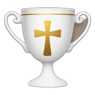 royal empty Christian cup for the winner with a cross on royal background sticker