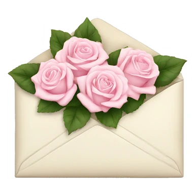 White envelope with light pink roses sticker