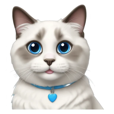 shorthaired blue eyed ragdoll cat smiling sticker
