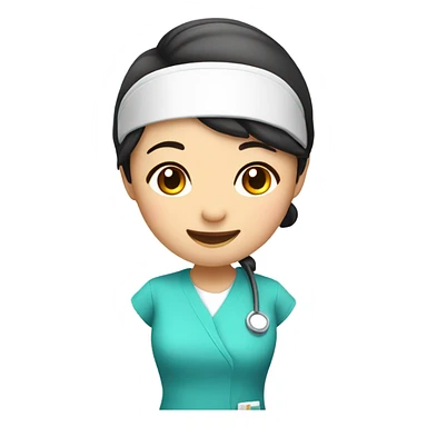 cute Asian nurse with smile, without hat sticker