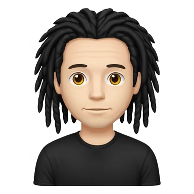 white guy , black dreadlock, black t shirt sticker