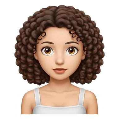 Woman with light skin and dark brown eyes and dark brown curly hair and white tube top sticker