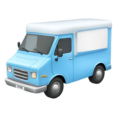 minimalistic blue ice-cream van, side view sticker