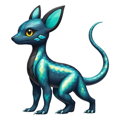 Scaley Shiny White Iridescent Colorful Exotic Salandit-Umbreon-Fakémon-hybrid-creature (full body)  sticker