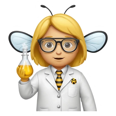 a bee, dressed up as a scientist sticker