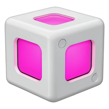 Сделай русскую панельку белого цвета. Она должна быть в виде куба, а также с окнами 3 на 3 на каждом фасаде. Некоторые окна неоново-розовые. sticker