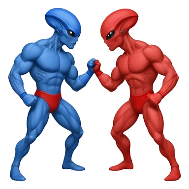 
two alien sparring, red uniform and blue unidorm
 sticker
