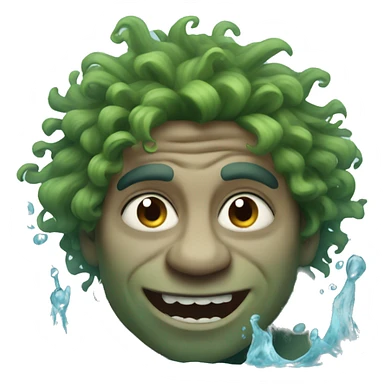 troll in water with curly hair sticker