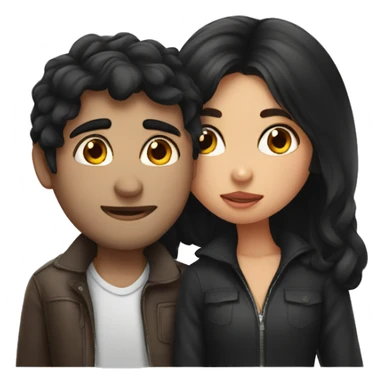 Girl with dark hair kissing guy with dark hair  sticker