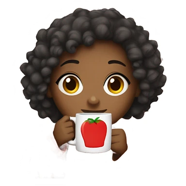Black girl with curly hair drinking from a mug while wrapped in a checkered blanket sticker