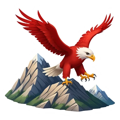 Red eagle on montains as flag sticker