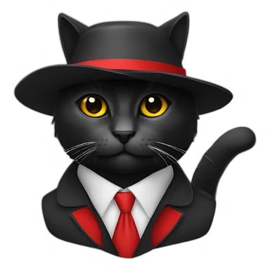 Chat avec ruban rouge, chat avec chapeau,chat noir sticker