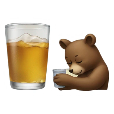 cat drinking bear sticker