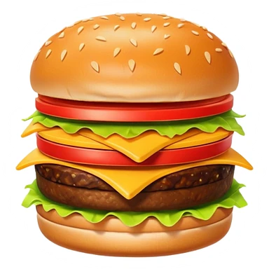 A clean and simple icon of fast food in emoji-style illustration. A burger with fries, bright and bold colors, simple shapes, flat design, high contrast, inviting and appetizing. sticker