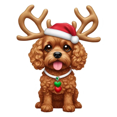 ruby red toy cavoodle dressed up as rudolph the reindeer sticker