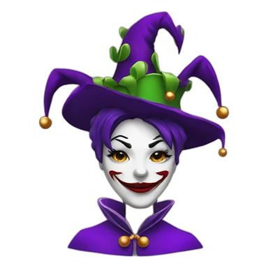 women evil jester with hat sticker