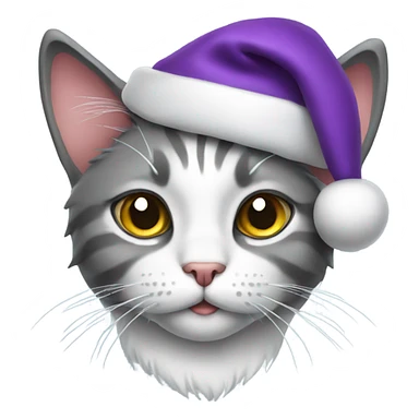 Cat with purple Santa hat sticker