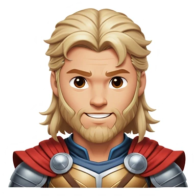Cinematic Realistic Thor Portrait, head tilted playfully and inquisitively, showcasing his robust form and a warm, disarming smile. His expressive eyes and detailed armor are captured with lifelike clarity, as soft natural highlights reveal a side of the mighty god that is both approachable and full of mirth. sticker