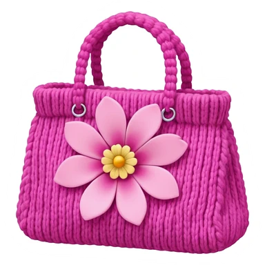 knitted bag pink flower sticker