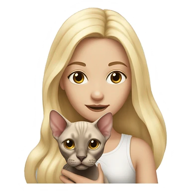 Blonde girl with long hair holding sphynx cat sticker