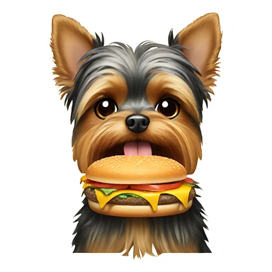 Yorkie eating burger sticker