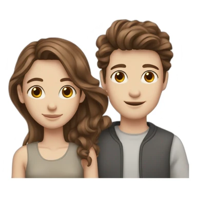 tall boy midfade wavy brown hair and short girl straight brown hair white skin couple sticker